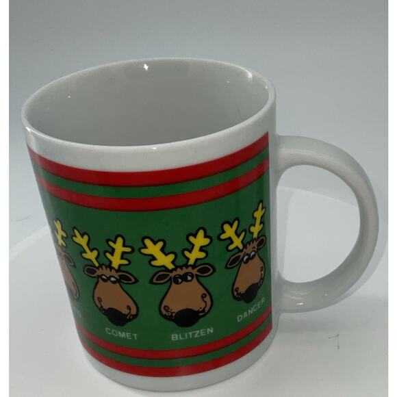 Vintage Christmas Reindeer Mug ~ All 9 Reindeer Names Rudolph Dasher Dancer… - Picture 3 of 6